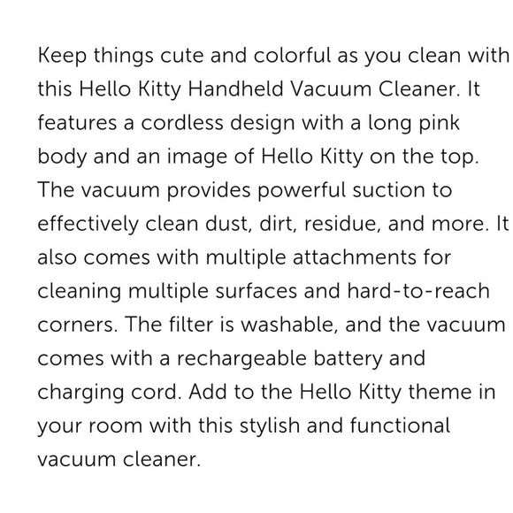 Hello Kitty Handheld & Cordless Vacuum Cleaner - Picture 4 of 7